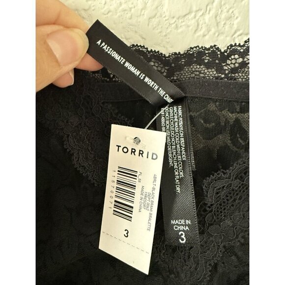 Torrid Under It All Lace Cami Lingerie Sheer Black Wireless Dark Romantic NWT 3x - Picture 5 of 8